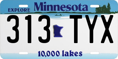 MN license plate 313TYX