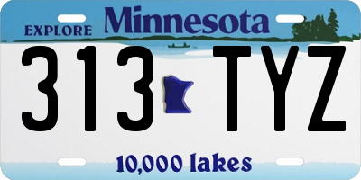 MN license plate 313TYZ