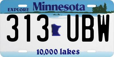 MN license plate 313UBW