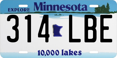 MN license plate 314LBE
