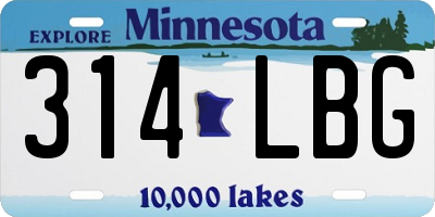 MN license plate 314LBG