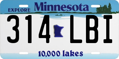 MN license plate 314LBI