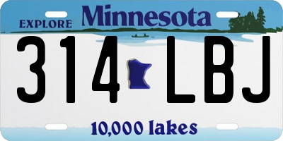 MN license plate 314LBJ