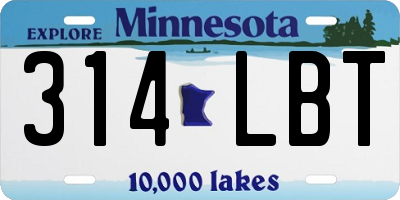 MN license plate 314LBT