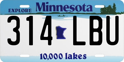 MN license plate 314LBU