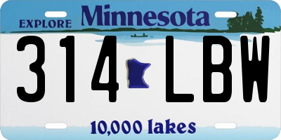 MN license plate 314LBW