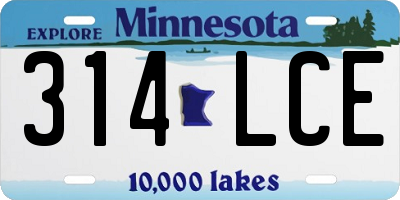 MN license plate 314LCE