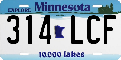 MN license plate 314LCF