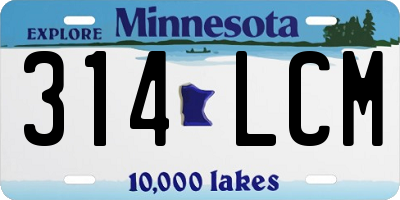 MN license plate 314LCM