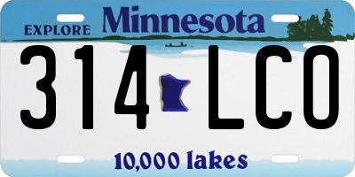 MN license plate 314LCO