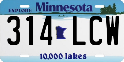 MN license plate 314LCW