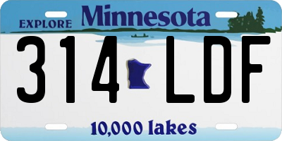 MN license plate 314LDF