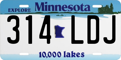 MN license plate 314LDJ