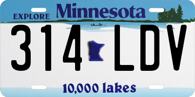MN license plate 314LDV