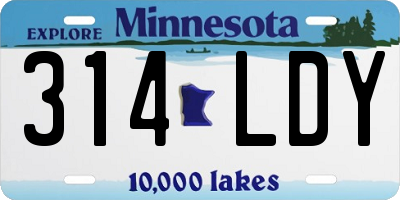 MN license plate 314LDY