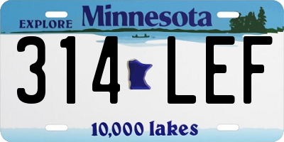 MN license plate 314LEF