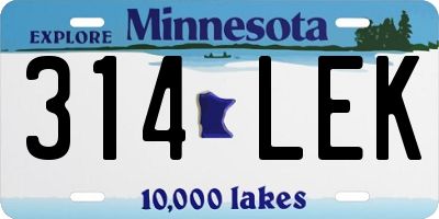 MN license plate 314LEK