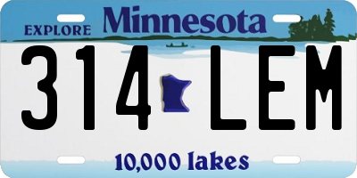 MN license plate 314LEM