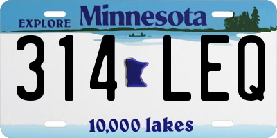 MN license plate 314LEQ