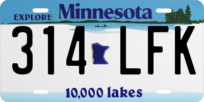 MN license plate 314LFK