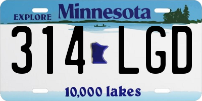 MN license plate 314LGD