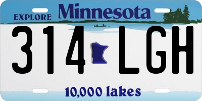 MN license plate 314LGH