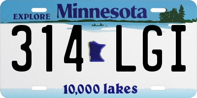 MN license plate 314LGI