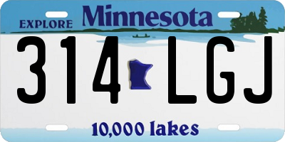 MN license plate 314LGJ