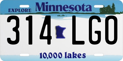 MN license plate 314LGO