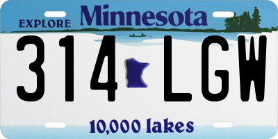 MN license plate 314LGW