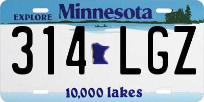 MN license plate 314LGZ