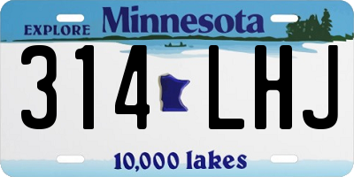 MN license plate 314LHJ