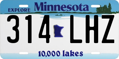 MN license plate 314LHZ
