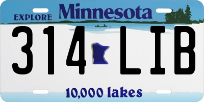 MN license plate 314LIB