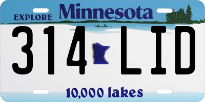 MN license plate 314LID
