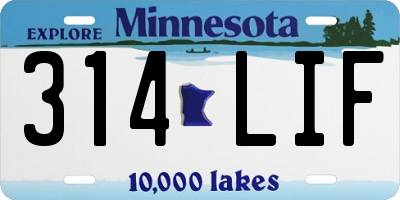 MN license plate 314LIF