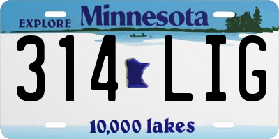 MN license plate 314LIG