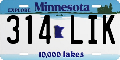 MN license plate 314LIK