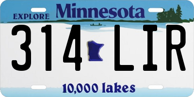 MN license plate 314LIR