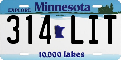 MN license plate 314LIT