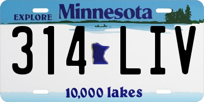MN license plate 314LIV
