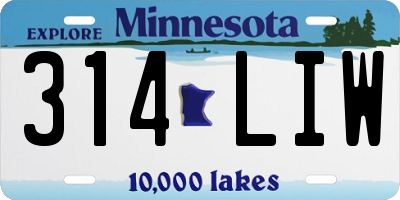 MN license plate 314LIW