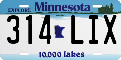 MN license plate 314LIX