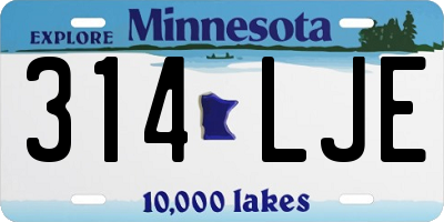 MN license plate 314LJE