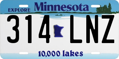 MN license plate 314LNZ