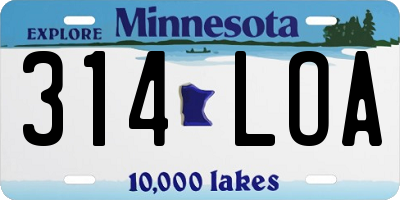 MN license plate 314LOA