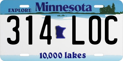 MN license plate 314LOC