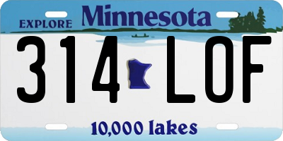 MN license plate 314LOF