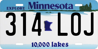 MN license plate 314LOJ