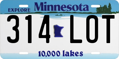 MN license plate 314LOT